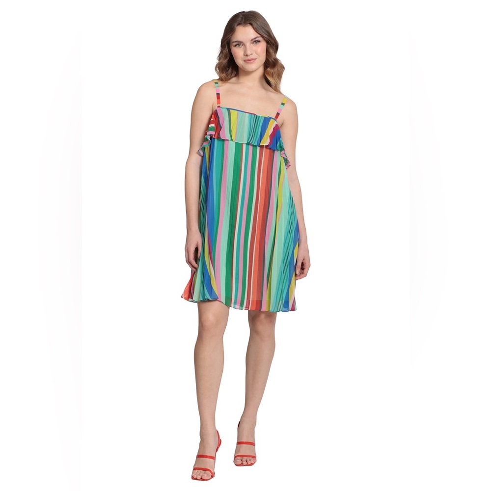 NWT Donna Morgan Women’s Spaghetti Strap Dress w/ Ruffle Bodice Detail, 12